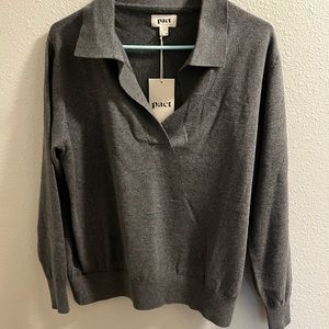 Women's Medium Grey Heather Classic Polo Sweater M